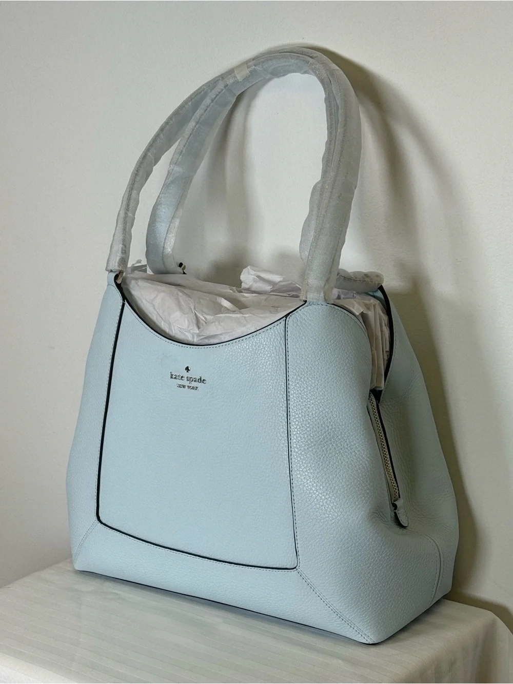 New! Kate Spade ‘Lena’ Large Triple Compartment Pebbled Leather Shoulder Bag
